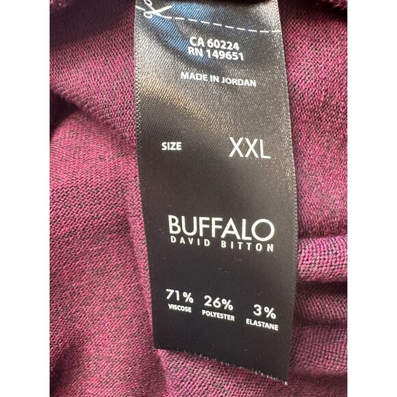 Buffalo Soft Wine Size XXL Oversized Long Sleeve David Bitton Knit Sweater Ligh - Picture 6 of 10